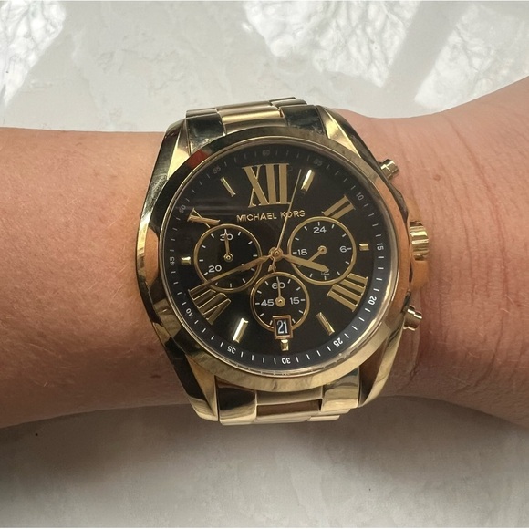 Michael Kors Oversized Bradshaw Unisex Watch Black Gold Stainless Steel MK5739 - Picture 8 of 15